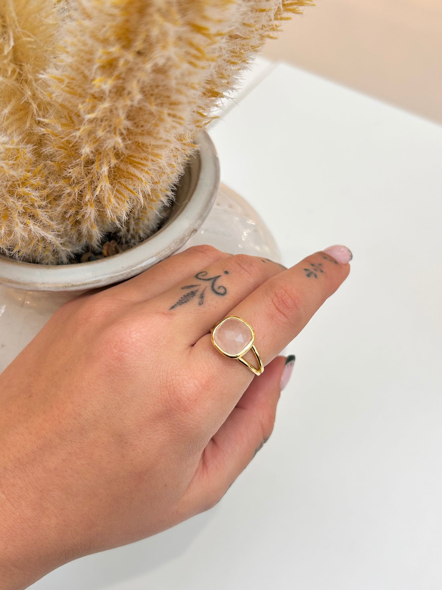 
                  
                    Rose Quartz Squared Adjustable Ring – Boho & Mala jewellery
                  
                