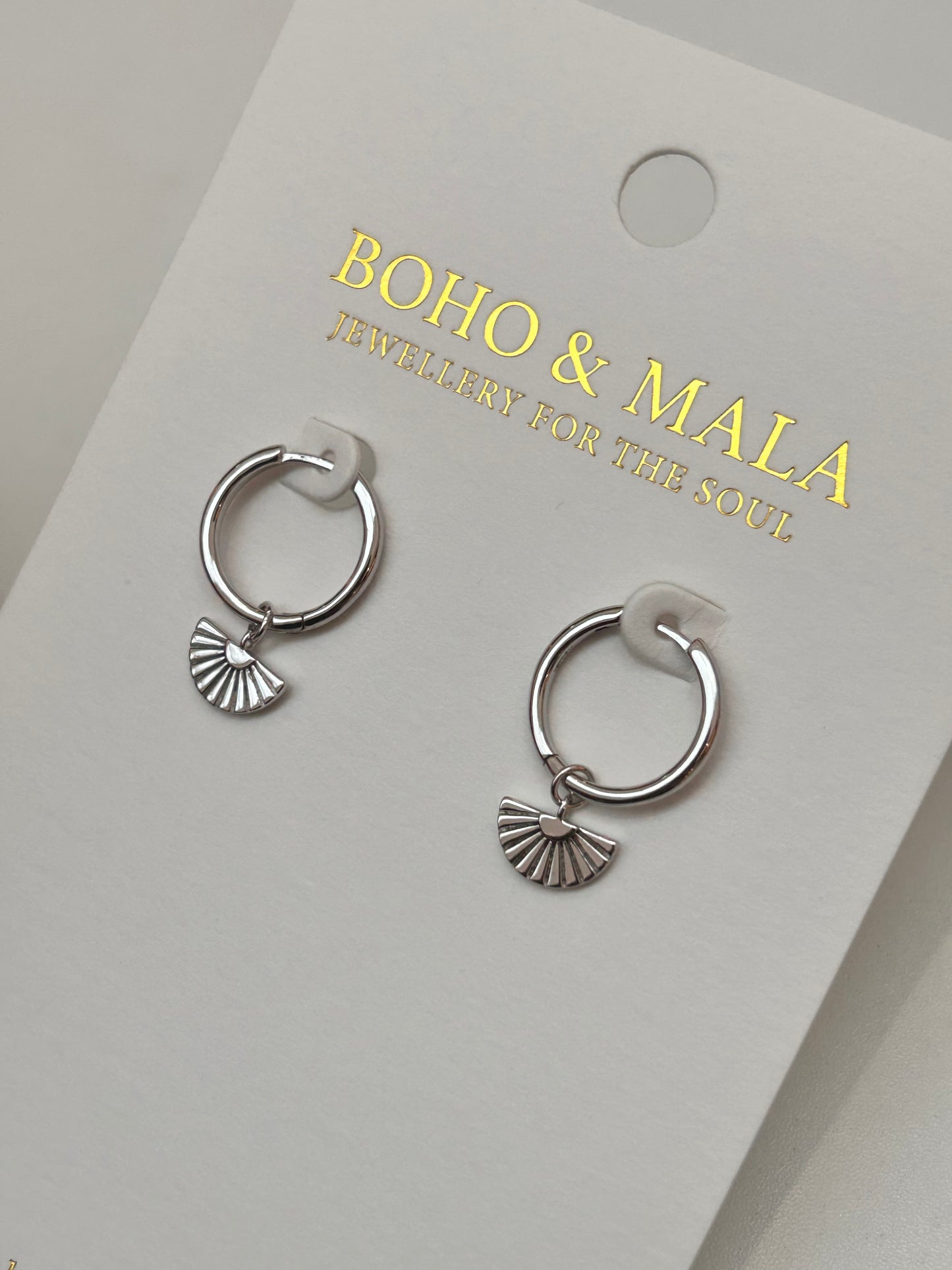 
                  
                    Sora Silver Fan Charm Hoop Earrings - Sterling Silver
                  
                