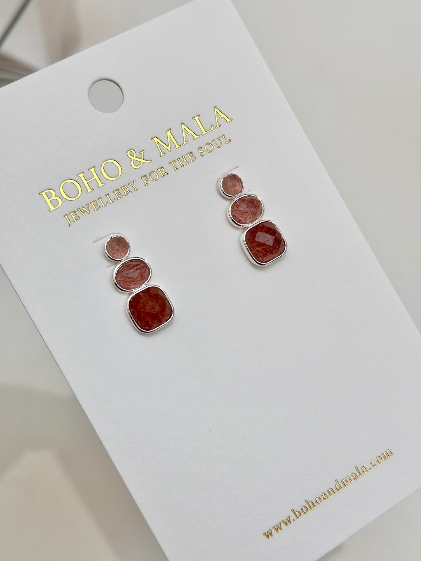 
                  
                    Solenne Silver Strawberry Quartz - Genuine Gemstone Stud Earrings
                  
                