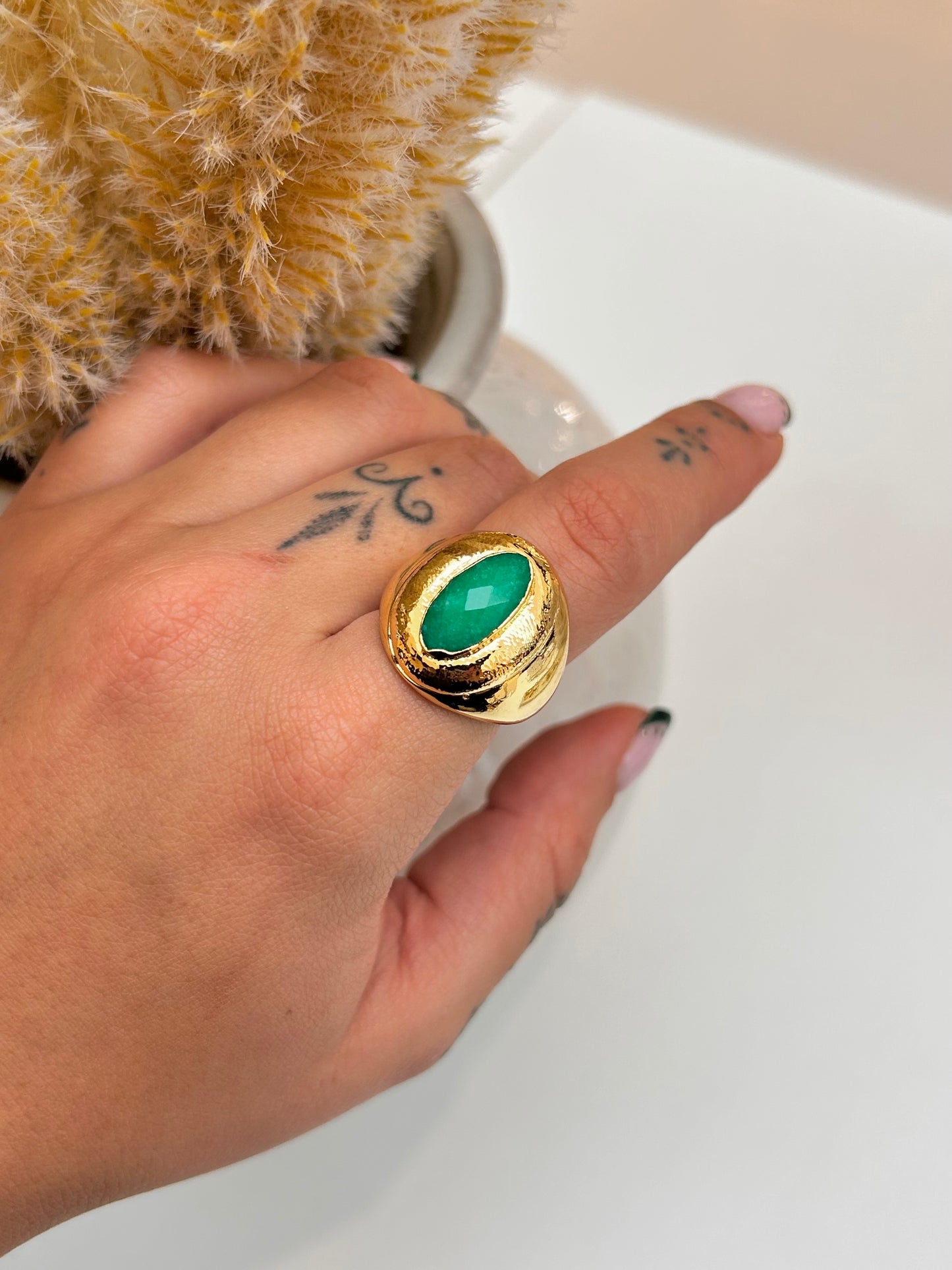 
                  
                    Green Jade Oval Adjustable Ring – Boho & Mala jewellery
                  
                