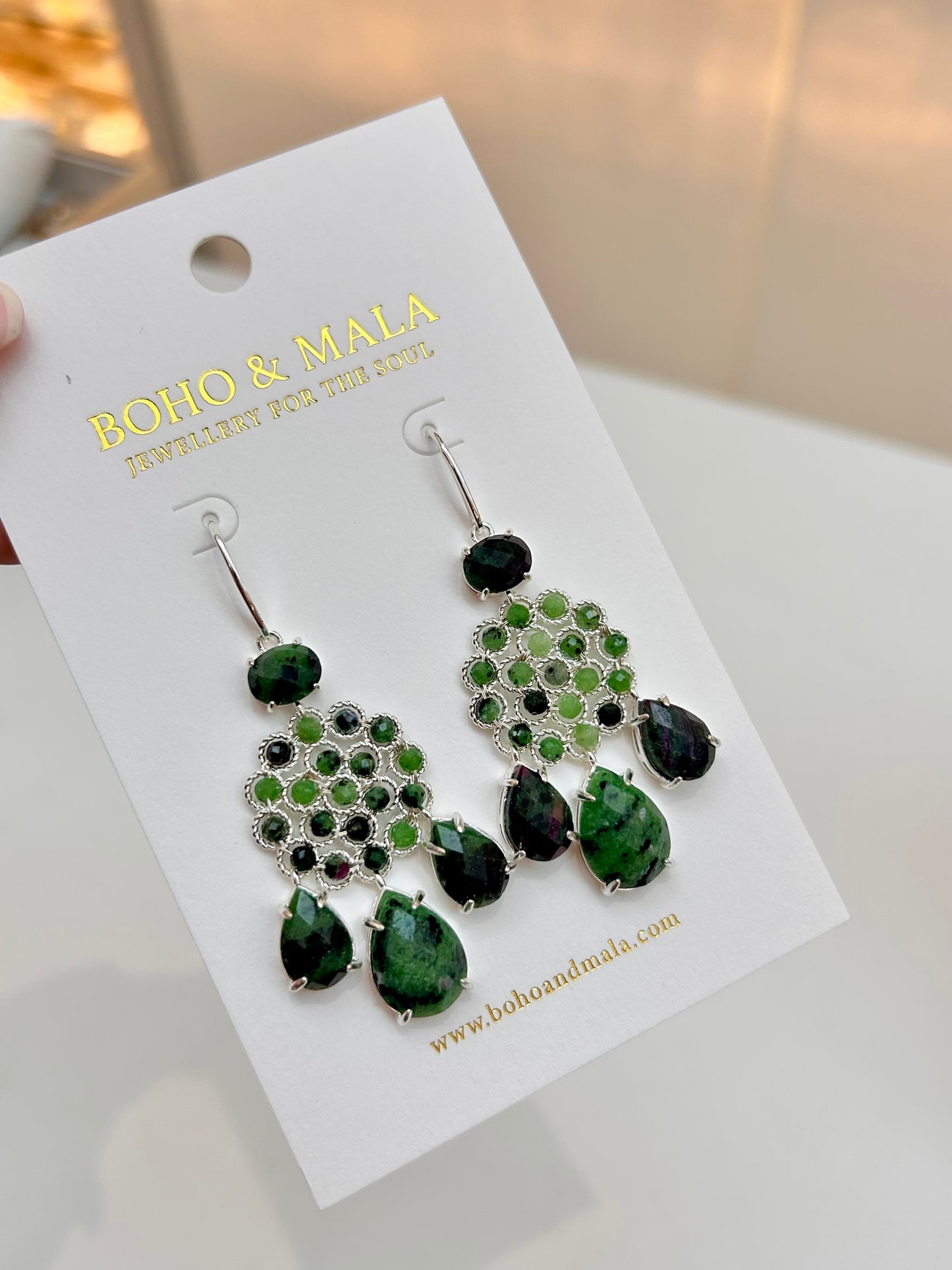 
                  
                    Soleya Silver African Turquoise – Genuine Gemstone Statement Drop Earrings
                  
                