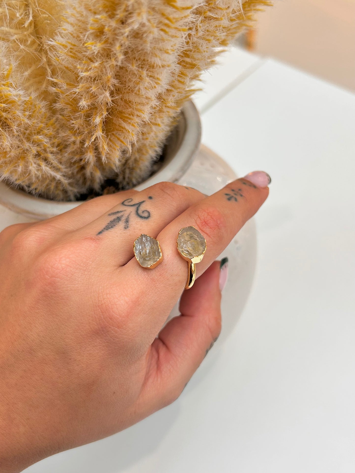 Raw Smokey Quartz Adjustable Ring – Boho & Mala jewellery