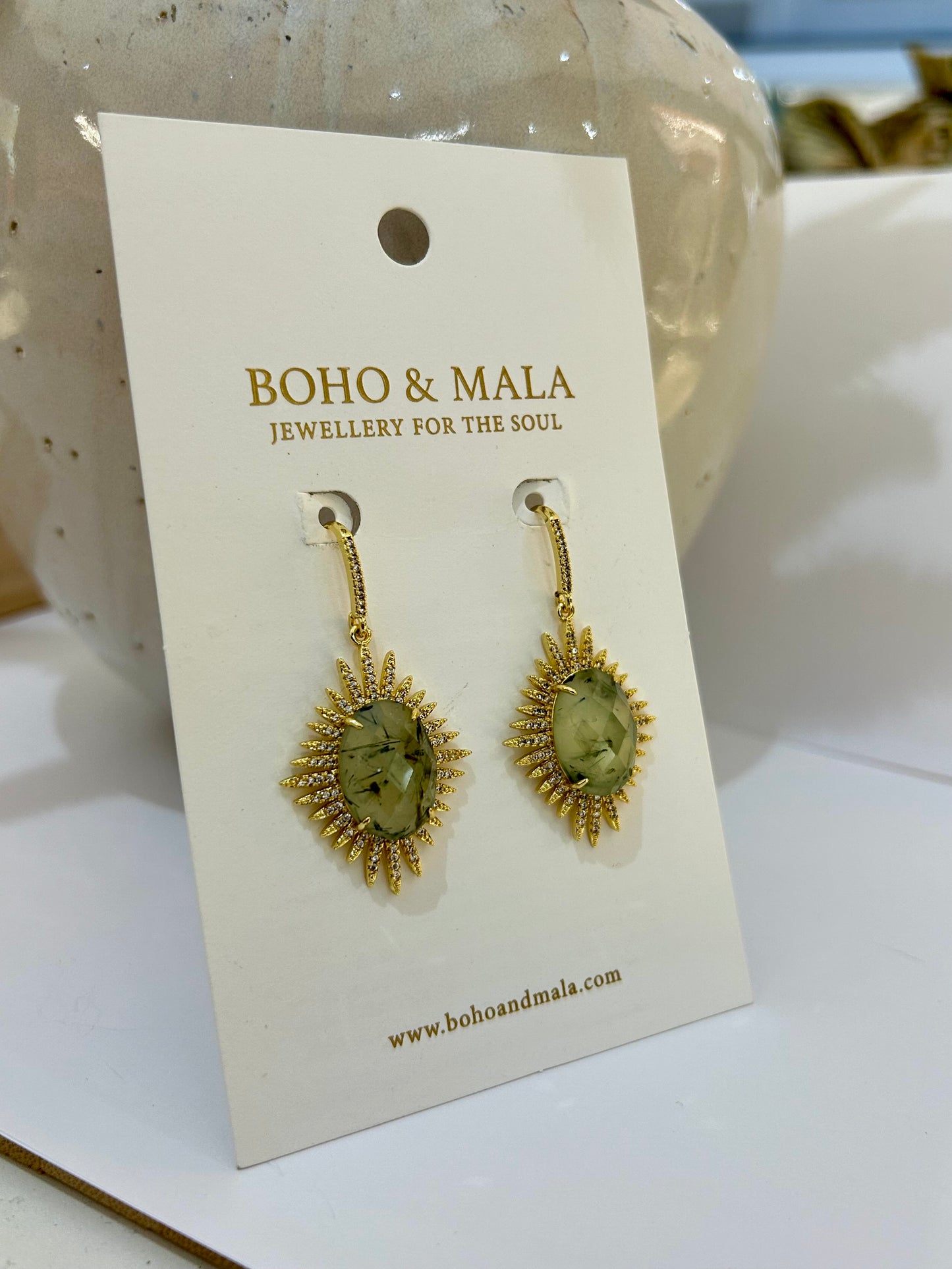 
                  
                    Astra Prehnite - Genuine Gemstone Statement Drop Earrings
                  
                