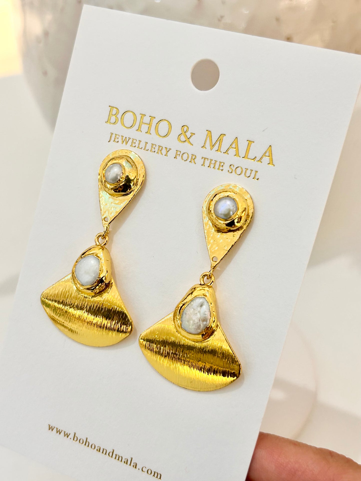 
                  
                    Pearl Mirage Earrings – Genuine Freshwater Pearl Statement Earrings
                  
                