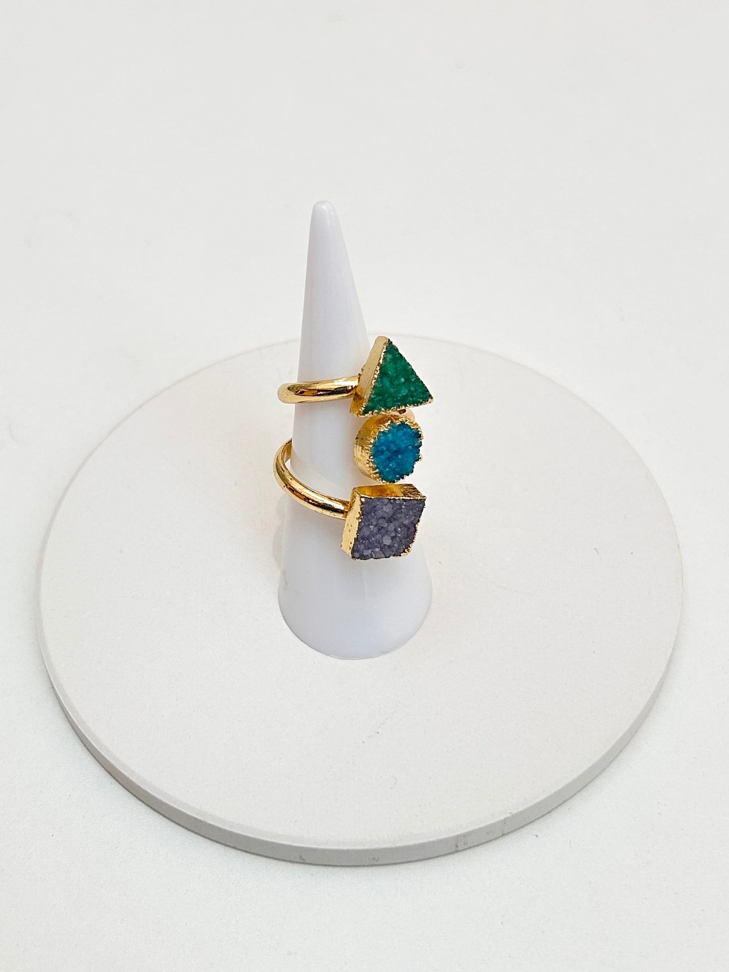 
                  
                    Triple Shaped Druzy Green Adjustable Ring – Boho & Mala jewellery
                  
                