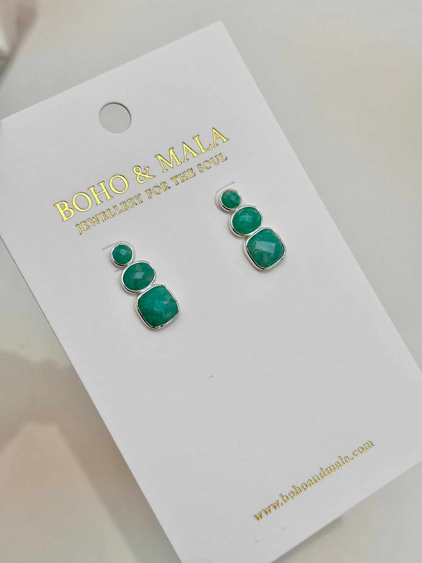 
                  
                    Solenne Silver Amazonite  - Genuine Gemstone Stud Earrings
                  
                