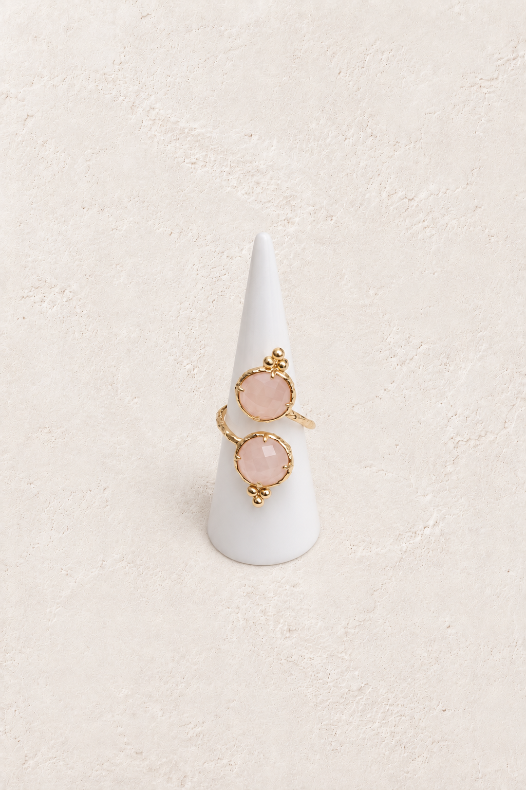 Rose Quartz Double Pendant Adjustable Ring – Boho & Mala jewellery