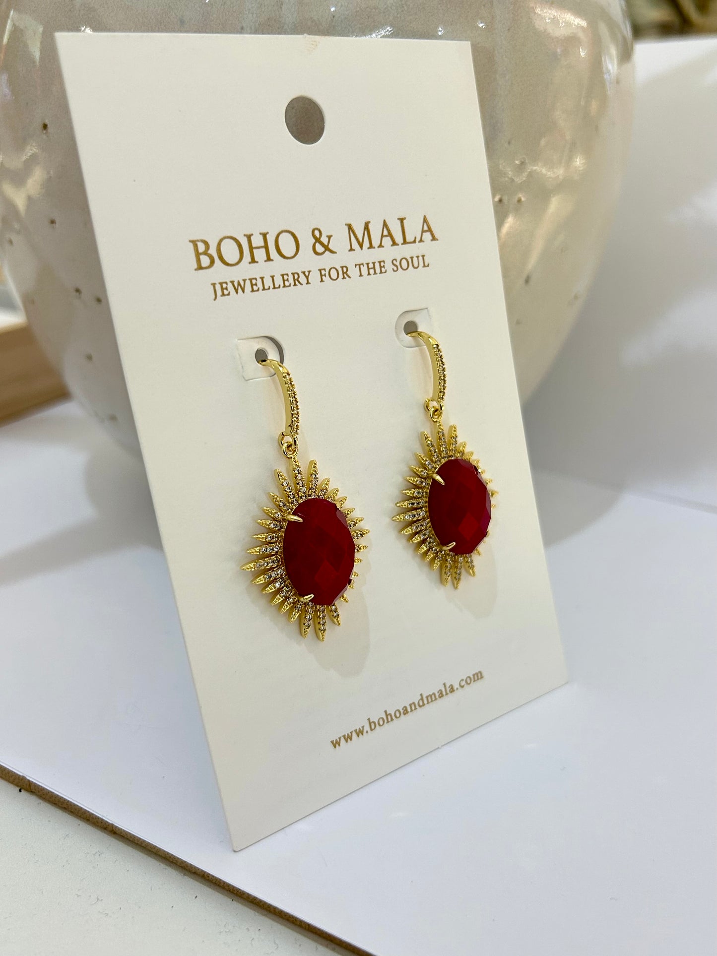 
                  
                    Astra Red Jade - Genuine Gemstone Statement Drop Earrings
                  
                
