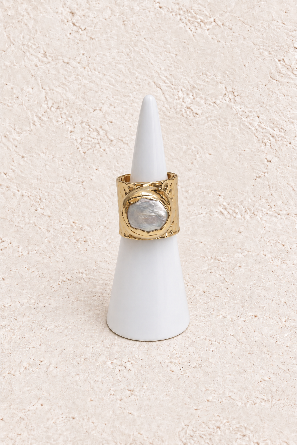 Hammered Adjustable Ring Ft Freshwater Pearl – Boho & Mala jewellery