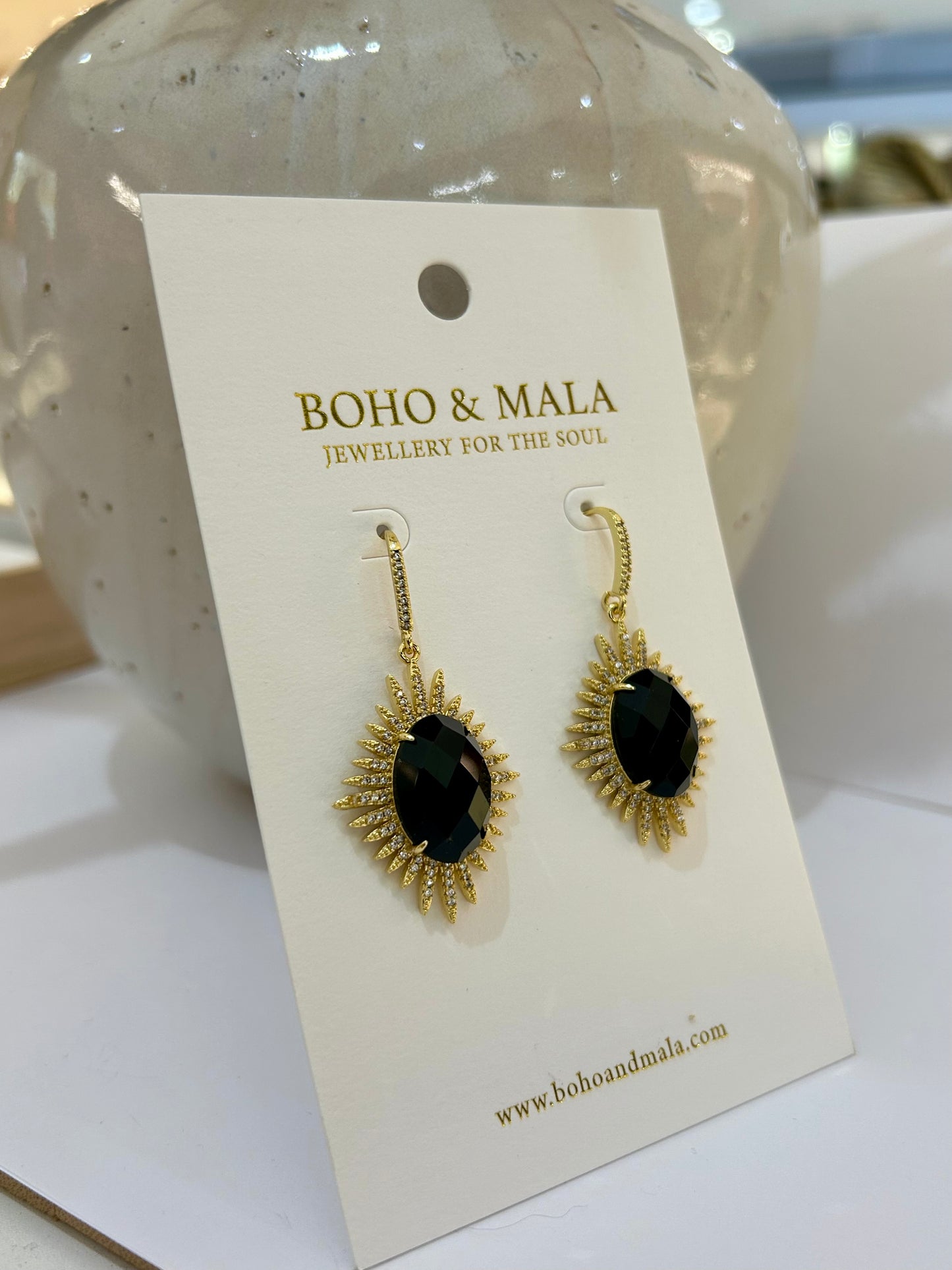 
                  
                    Astra Black Obsidian Astra - Genuine Gemstone Statement Drop Earrings
                  
                
