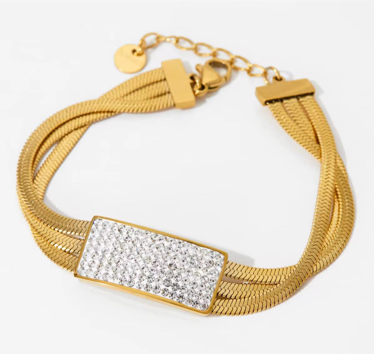 
                  
                    Luxe Pavé Bar Gold Snake Chain Bracelet – waterproof gold bracelet by Boho & Mala
                  
                
