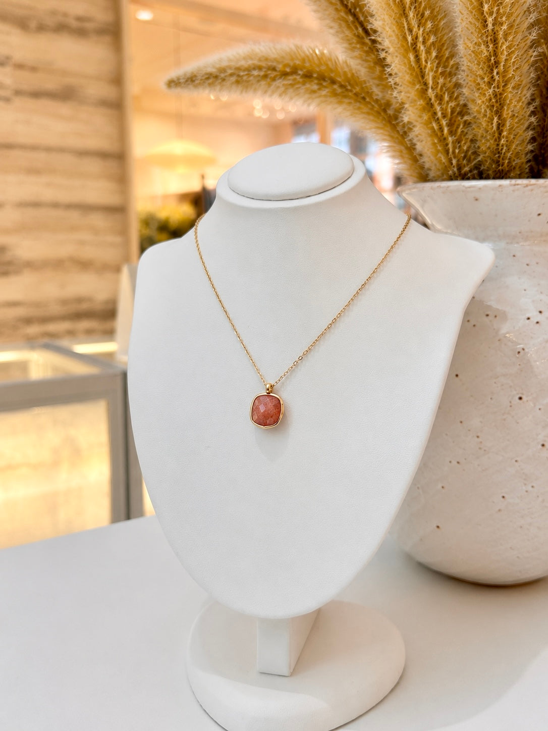 
                  
                    Sunstone Squared Necklace
                  
                