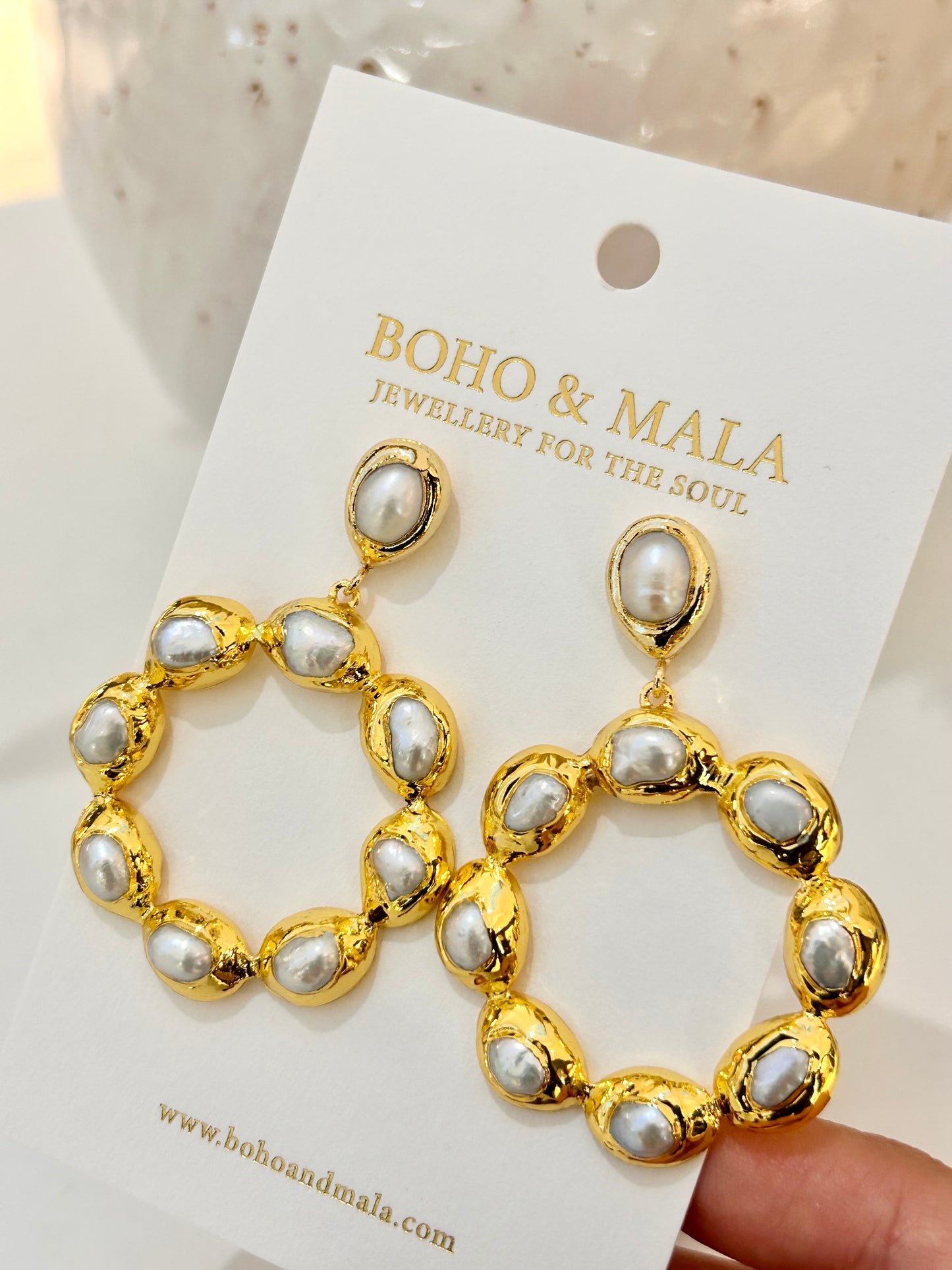 
                  
                    Pearl Soleil Earrings – Genuine Freshwater Pearl Statement Earrings
                  
                