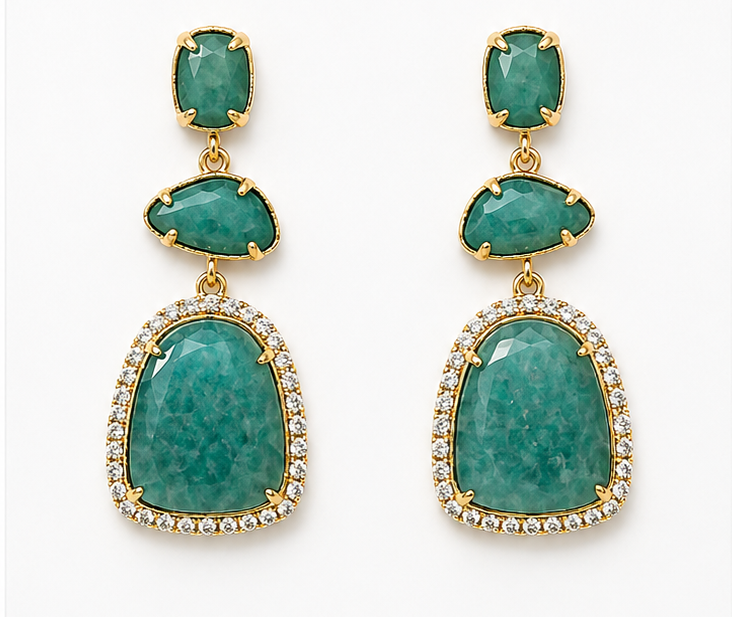 amazonite mixed shaped drop stud earrings