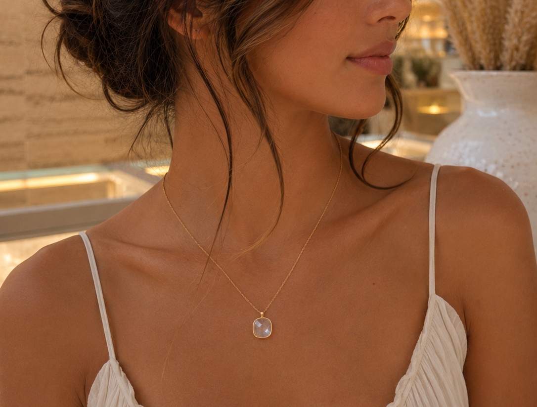 
                  
                    Milky Quartz Squared Necklace
                  
                