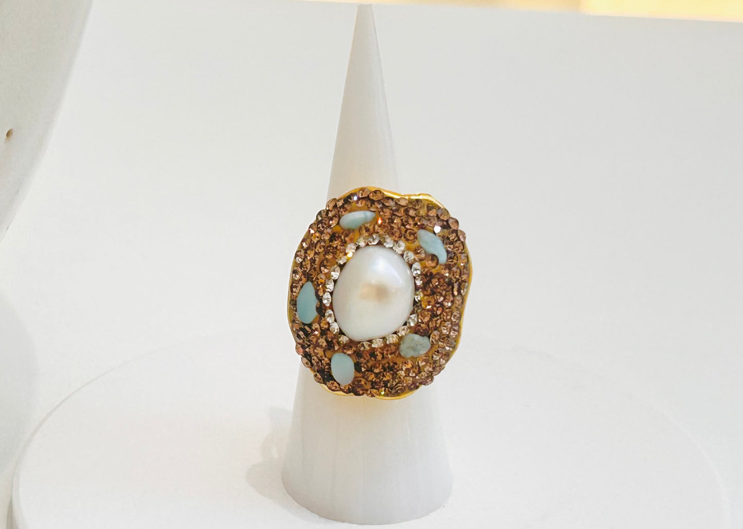 
                  
                    Celestia Amazonite & Freshwater Pearl Ring
                  
                