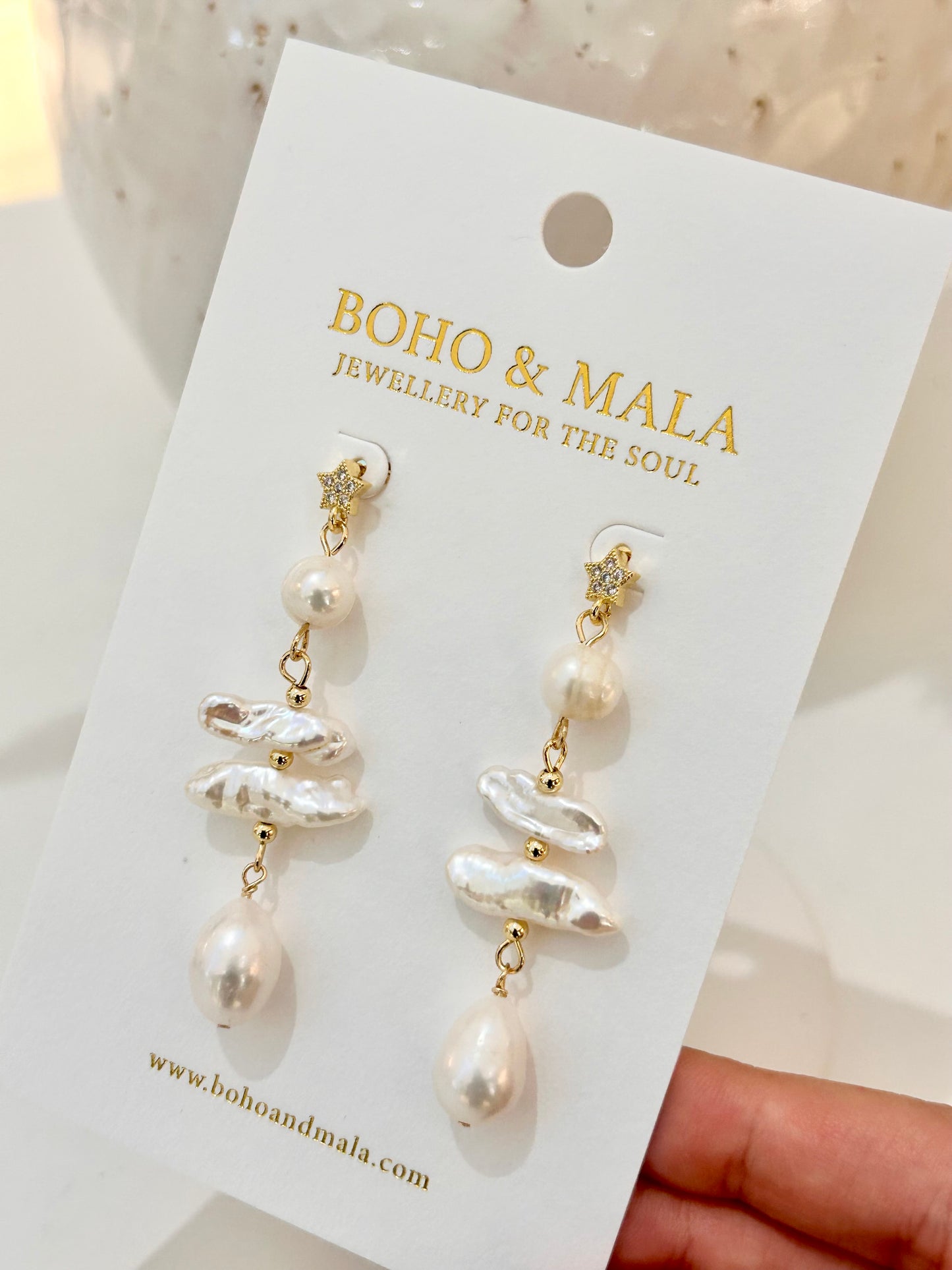 
                  
                    Celestial Pearl Drop Earrings – Genuine Freshwater Pearl Earrings
                  
                