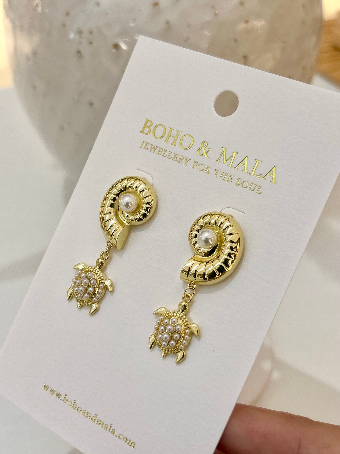 
                  
                    Pearl Marina Earrings – Genuine Freshwater Pearl Seashell & Turtle Drop Earrings
                  
                