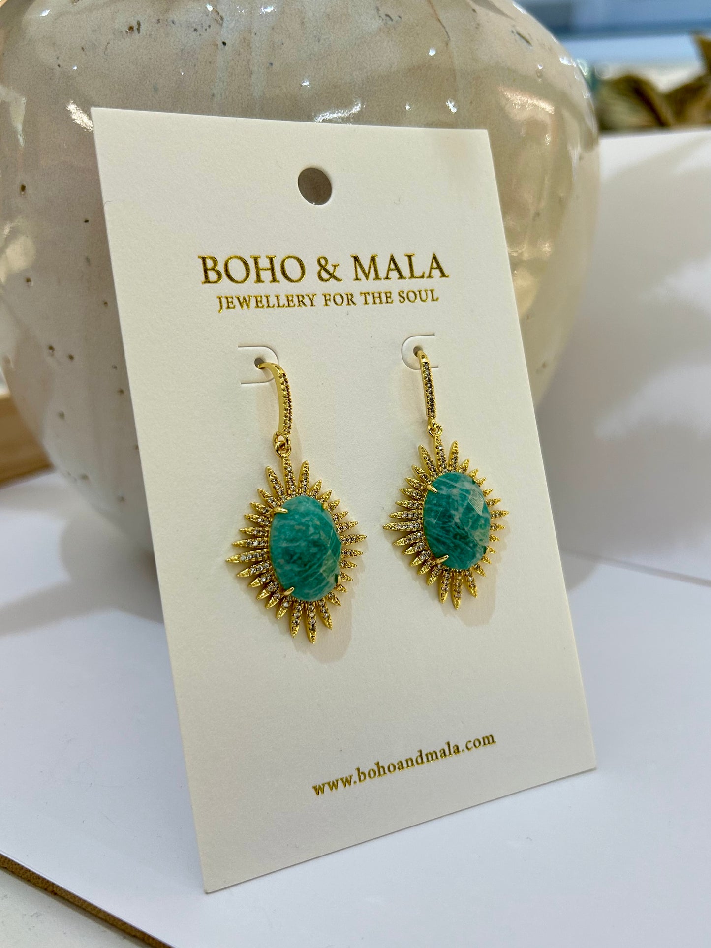 
                  
                    Astra Amazonite – Genuine Gemstone Statement Drop Earrings
                  
                