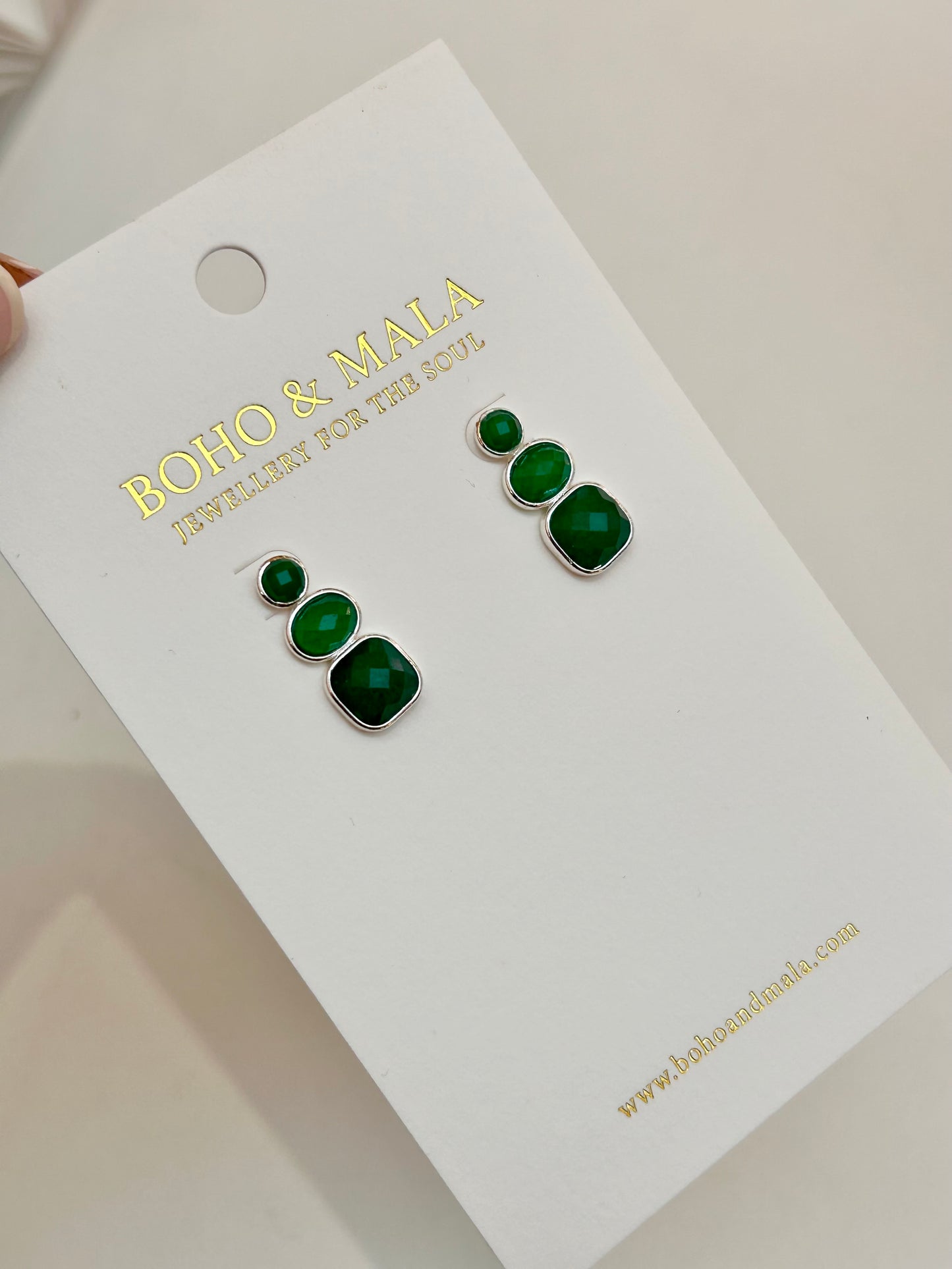 
                  
                    Solenne Silver Green Jade - Genuine Gemstone Stud Earrings
                  
                