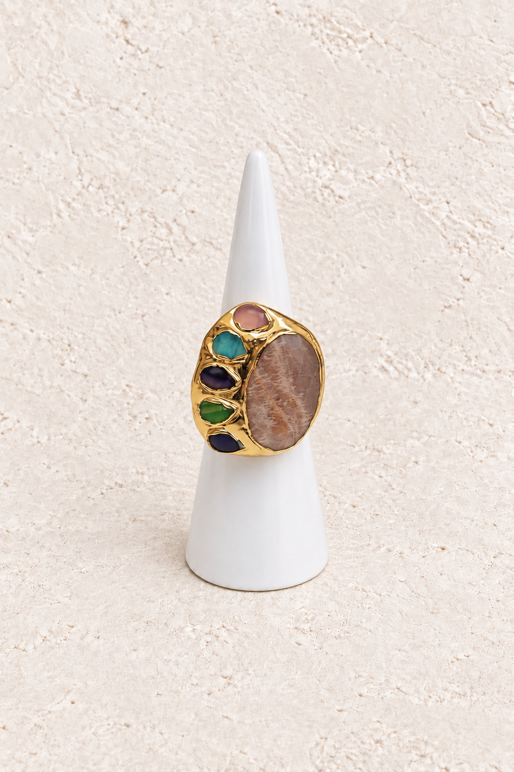Sunstone Painters Palette Adjustable Ring – Boho & Mala jewellery