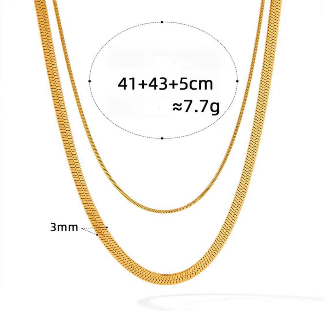 
                  
                    Luna Silver Double Layer Herringbone Necklace – Waterproof Stainless Steel
                  
                