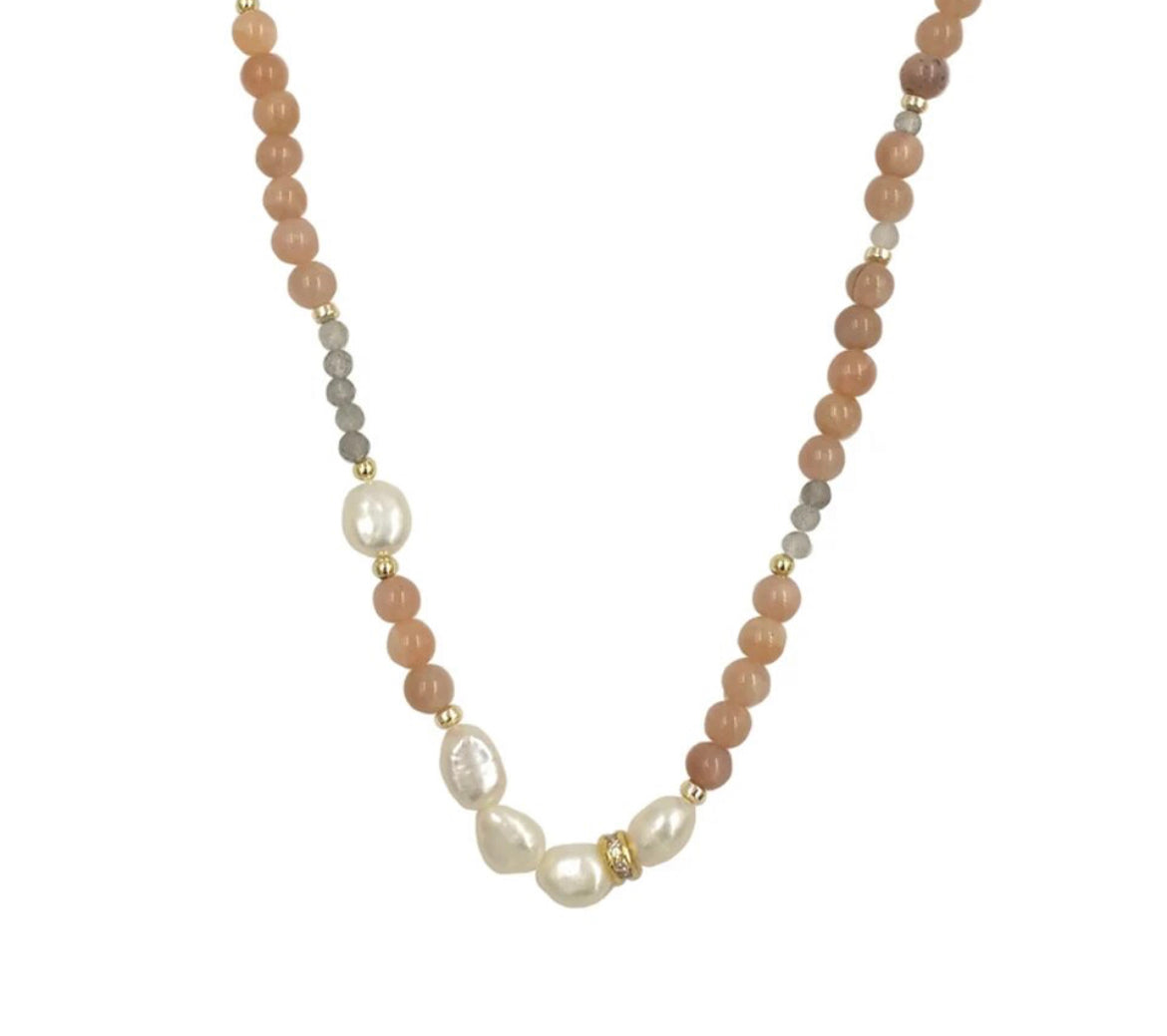 
                  
                    Boho & Mala Gold Freshwater Pearl/Stone Beads Necklace
                  
                