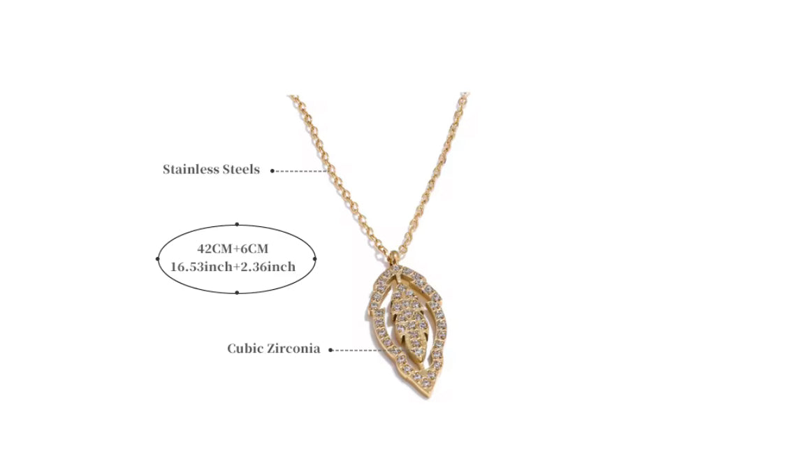 
                  
                    Solene Crystal Leaf Necklace – Dainty Gold Pendant Necklace
                  
                