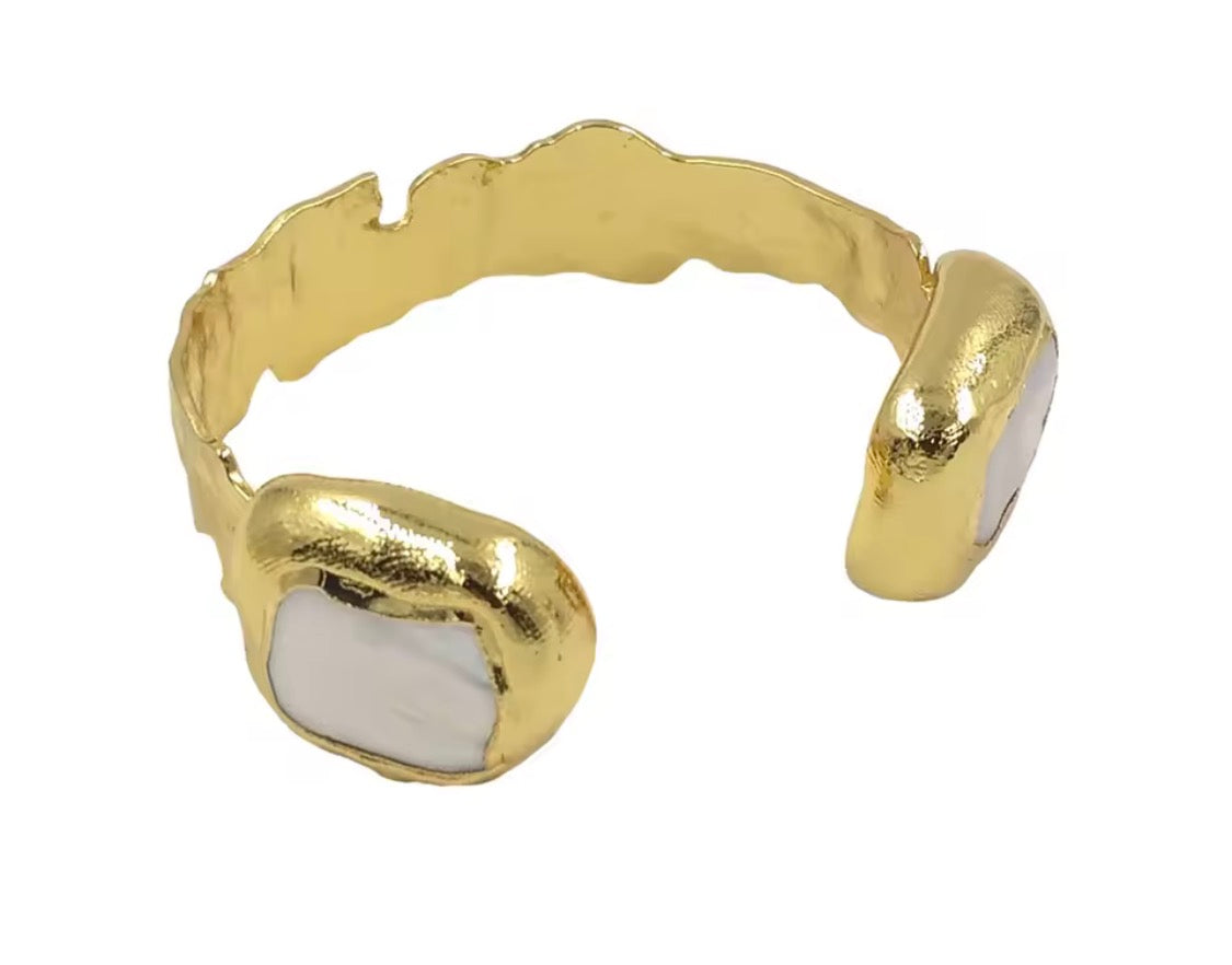 
                  
                    Free Spirit Boho Brass & Gold Natural Freshwater Pearl Cuff Bracelet – Boho & Mala jewellery
                  
                