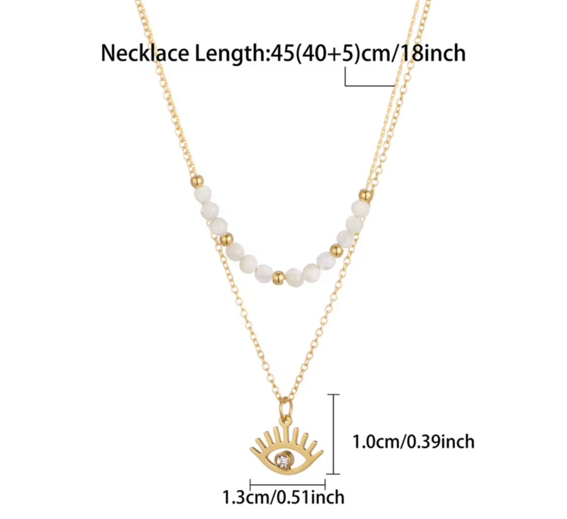 
                  
                    Luna Evil Eye Layered Necklace – Waterproof Gold-Plated Stainless Steel
                  
                