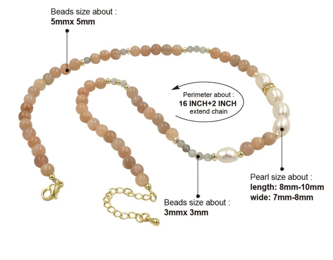 
                  
                    Boho & Mala Gold Freshwater Pearl/Stone Beads Necklace
                  
                