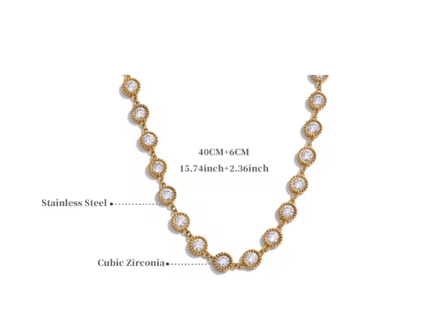 
                  
                    Celeste Cubic Zirconia Necklace – Waterproof Gold-Plated Stainless Steel
                  
                