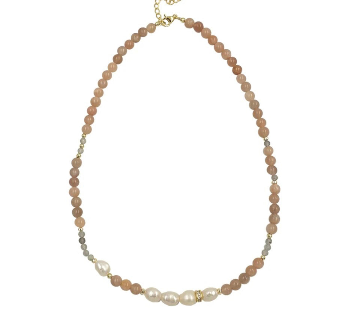 
                  
                    Boho & Mala Gold Freshwater Pearl/Stone Beads Necklace
                  
                