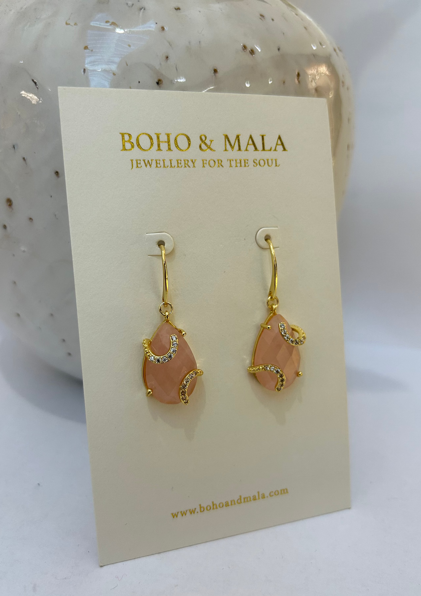 
                  
                    Rose Quartz Luna Earrings
                  
                