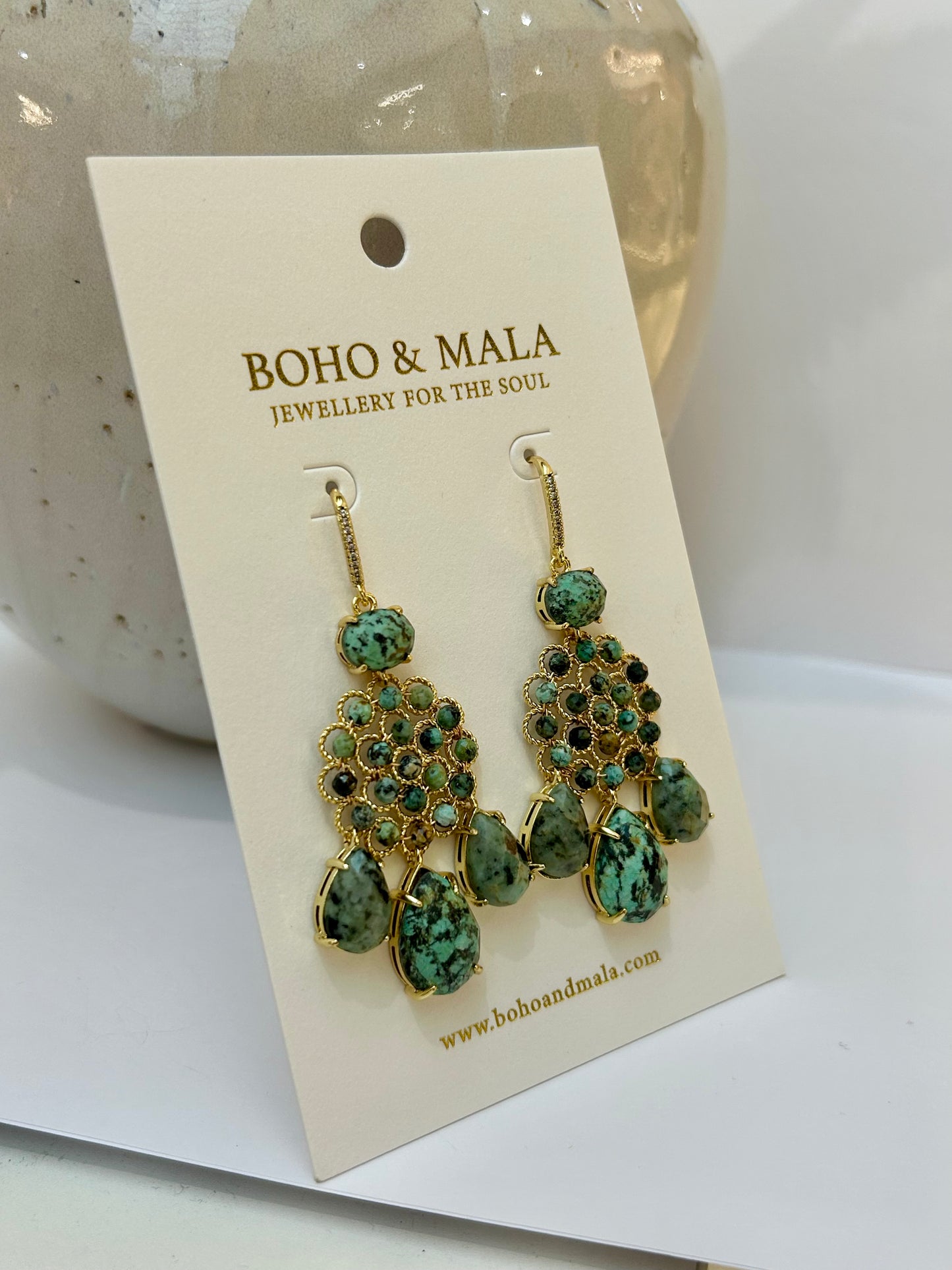 
                  
                    African Turqoise Soleya Earrings
                  
                