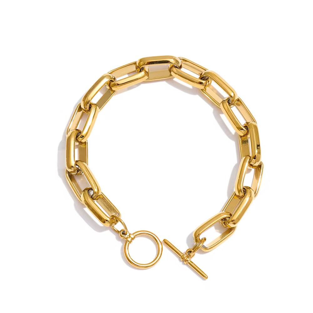 
                  
                    Bold Link Gold Toggle Bracelet – waterproof gold bracelet by Boho & Mala
                  
                