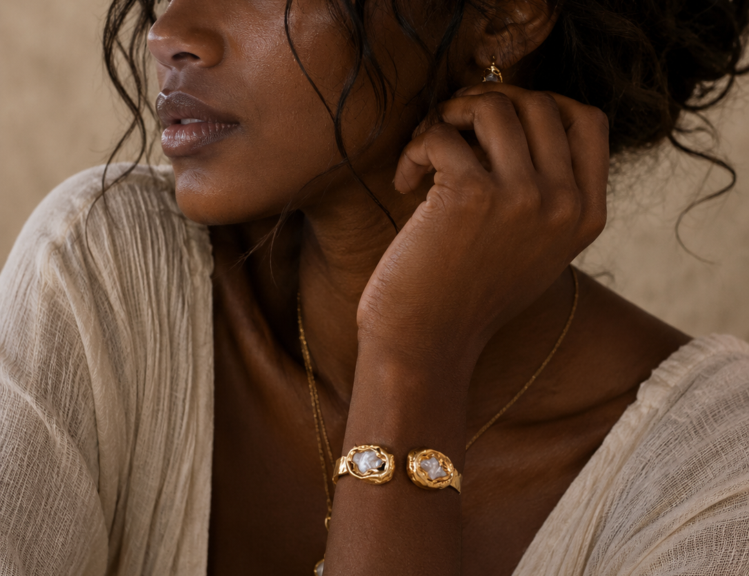 
                  
                    Thalassa Fresh Water Pearl Cross Cuff Bracelet
                  
                