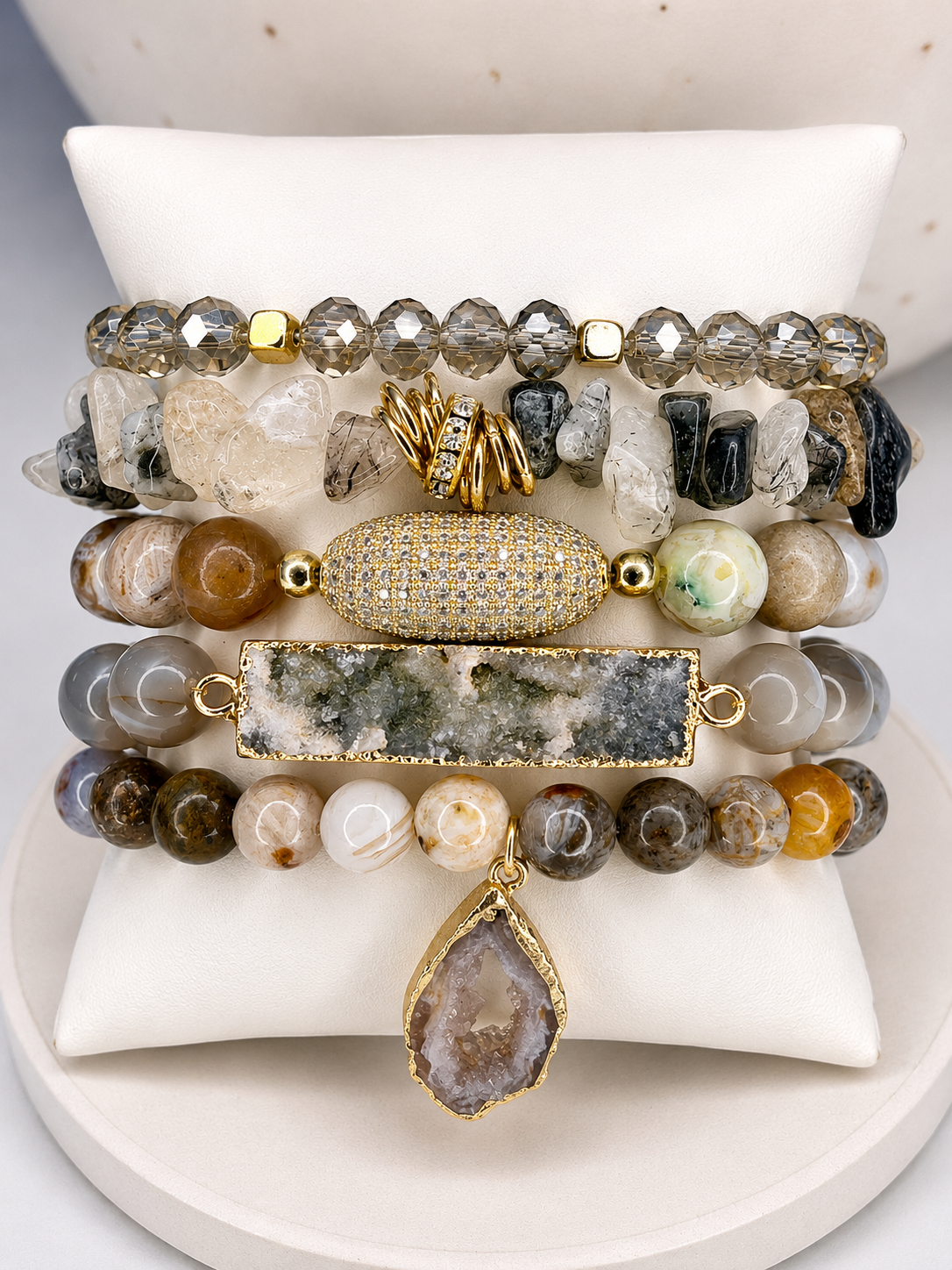 
                  
                    Moonstone Canyon Stone Mix Elastic Bracelet Stackable Set
                  
                