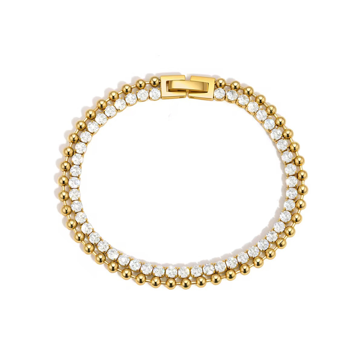 
                  
                    Celestia Gold Crystal and Bead Tennis Bracelet | Waterproof – Boho & Mala jewellery
                  
                
