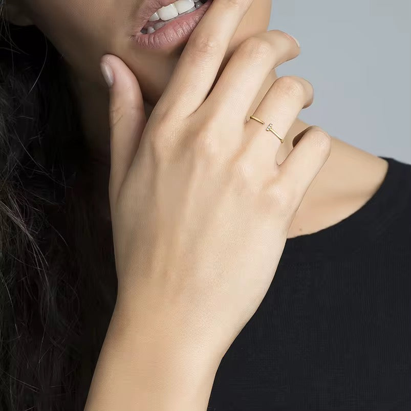 
                  
                    Inner Light – Dainty Minimalist Open Boho Ring – Adjustable Gold-Plated Sterling Silver
                  
                