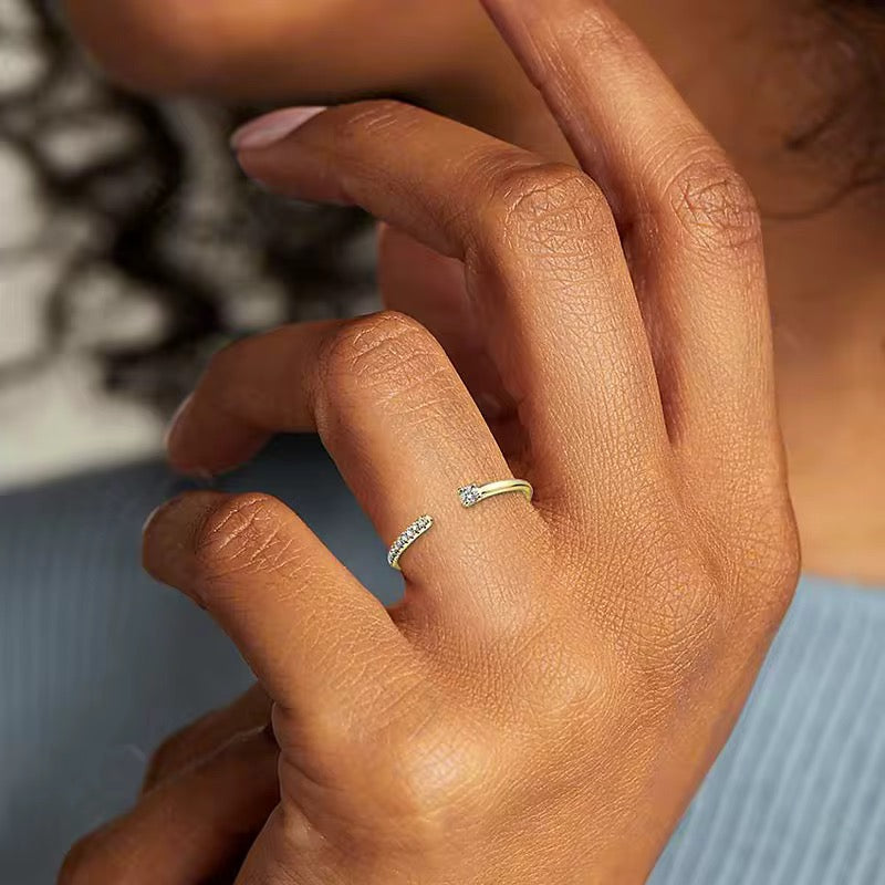 
                  
                    Inner Light- Dainty Minimalist Open Boho Ring – Adjustable 18k Gold Plated Under Sterling Silver
                  
                