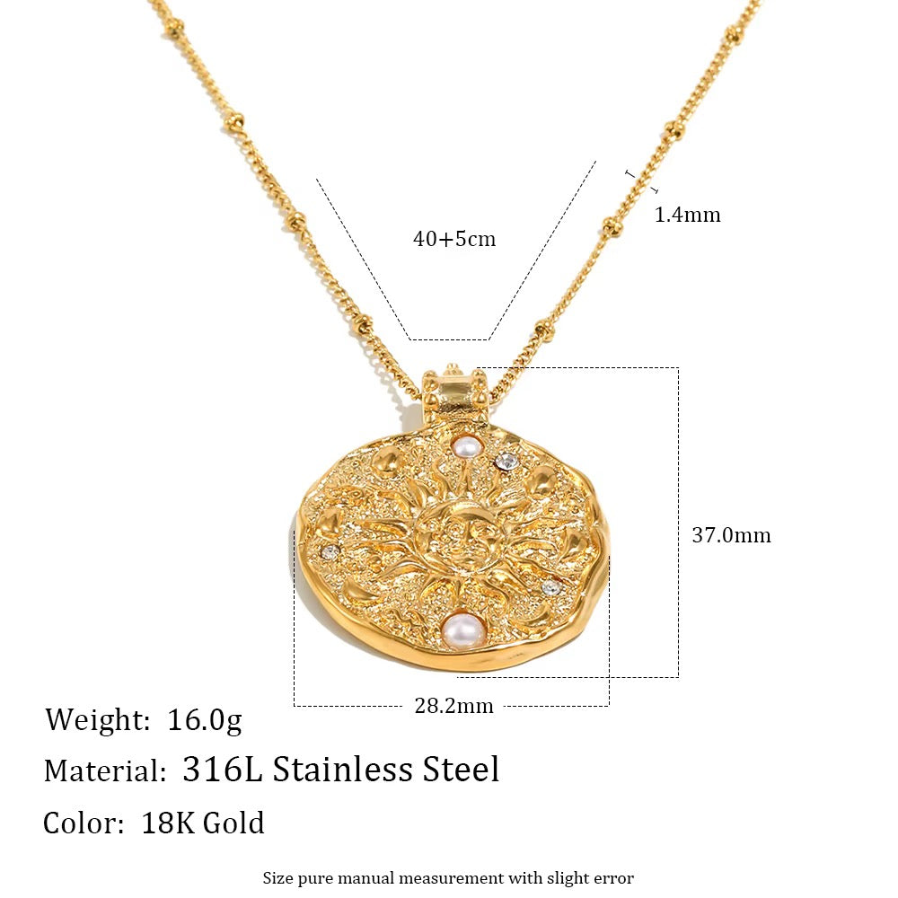 
                  
                    Soleil Pearl Sun Medallion Necklace – Waterproof & Tarnish-Free
                  
                