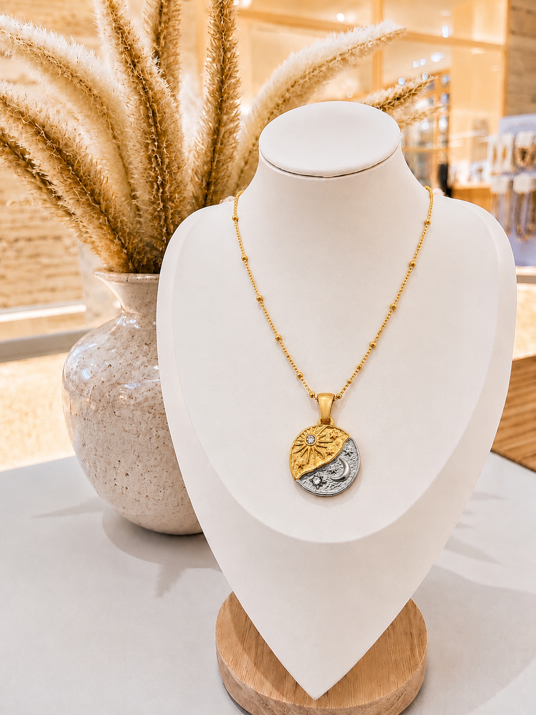 
                  
                    Celestia Sun & Moon Necklace – Two-Tone Waterproof & Tarnish-Free
                  
                