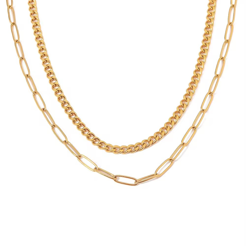 
                  
                    Capri Double Chain Necklace – Waterproof Gold-Plated Stainless Steel
                  
                