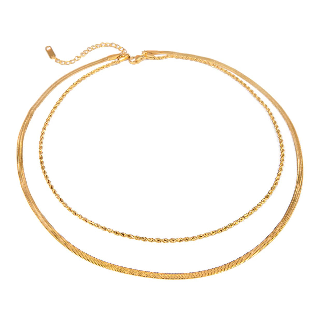 
                  
                    Celeste Double Layer Chain Necklace – Waterproof Gold-Plated Stainless Steel
                  
                