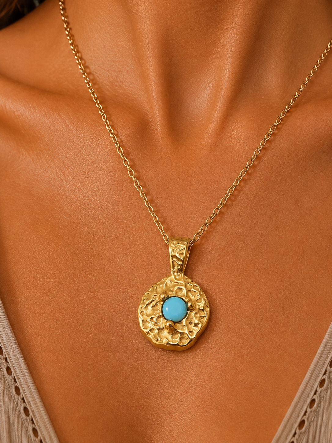 
                  
                    Solara December Birthstone Necklace – Turquoise Blue Waterproof & Tarnish-Free
                  
                