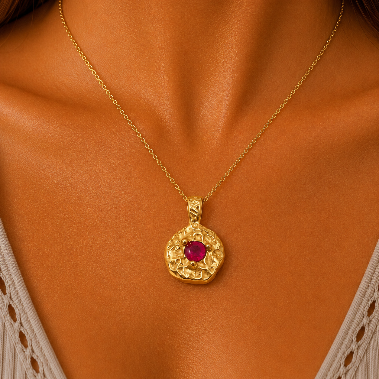 
                  
                    Solara January Birthstone Necklace – Red Waterproof & Tarnish-Free
                  
                