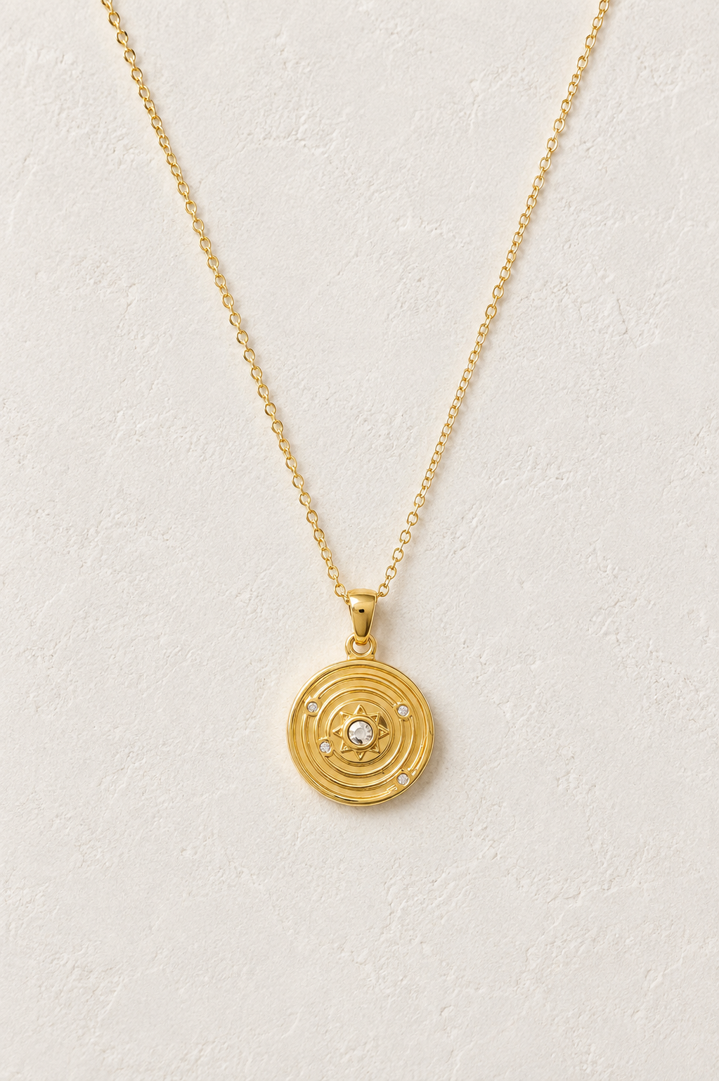 
                  
                    Solara Sun Medallion Necklace – Waterproof Gold-Plated Stainless Steel
                  
                