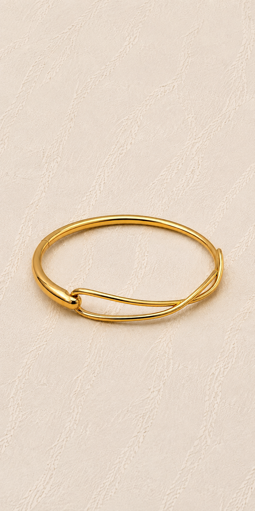Élanora Gold Intertwined Open Bangle – waterproof gold bangle by Boho & Mala