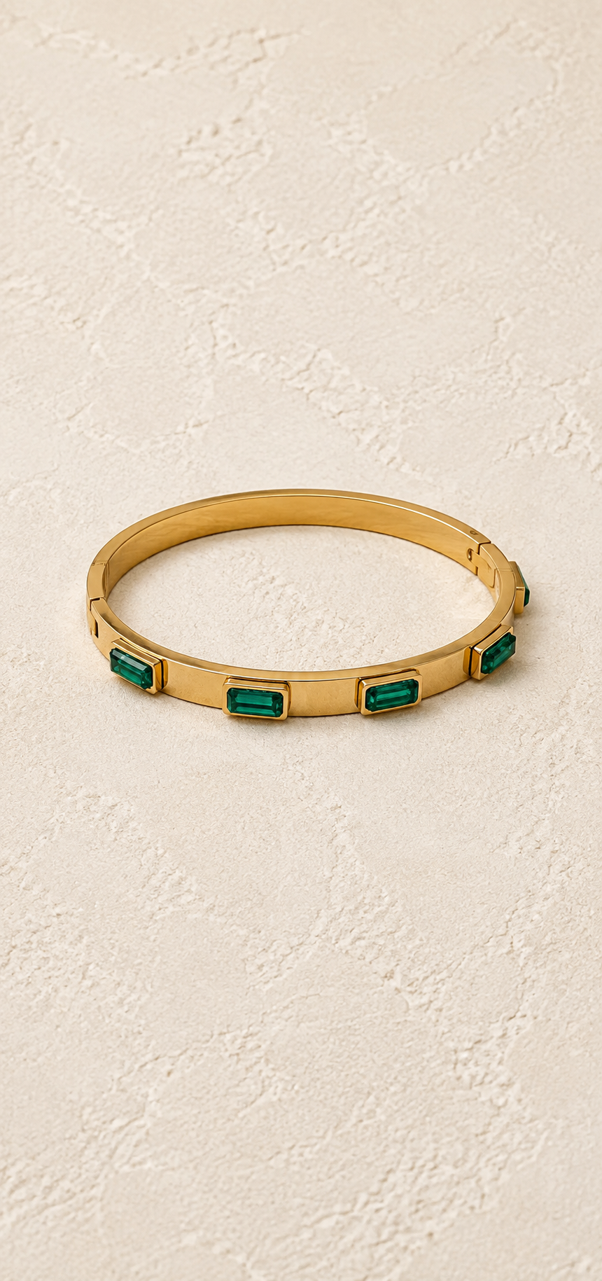 Emerelle Green Crystal Gold Bangle – waterproof gold bangle by Boho & Mala